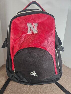 Adidas Nebraska Huskers Red & Black Large Backpack Embroidered "N" Padded Straps